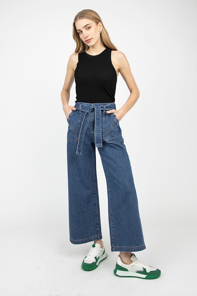IO CHILE Jeans Palazzo Tobillero Con Detalle Bolsillo Io