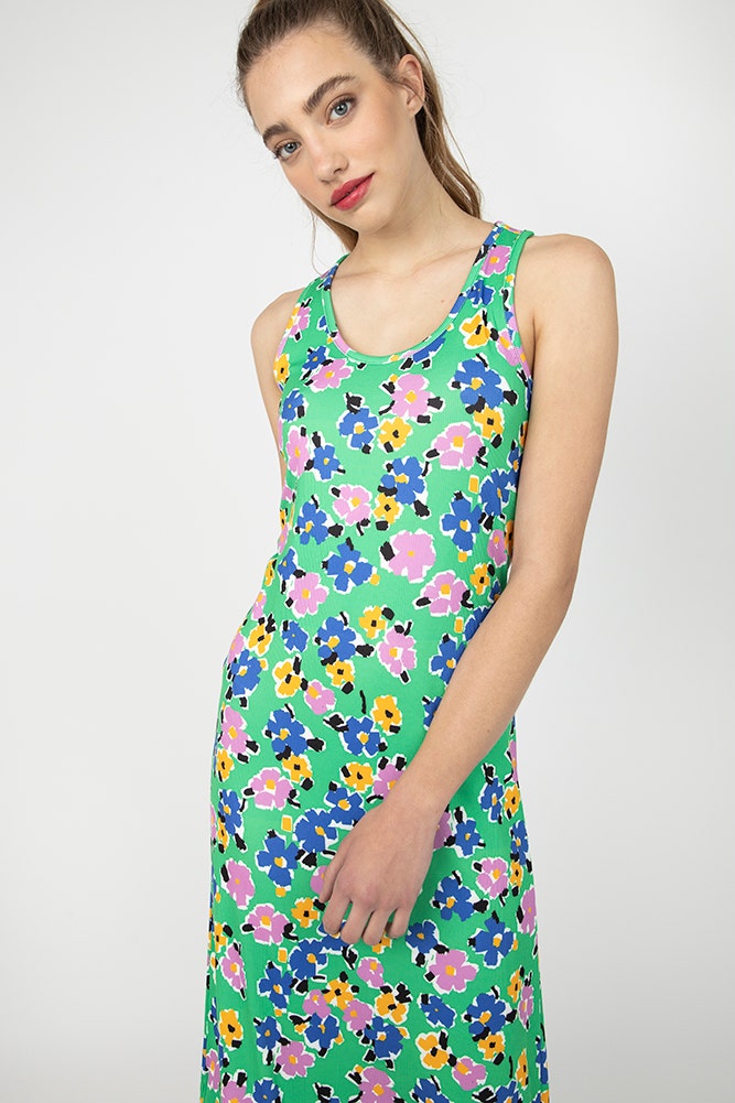 VESTIDO RIB SIN MANGAS ESTAMPADO