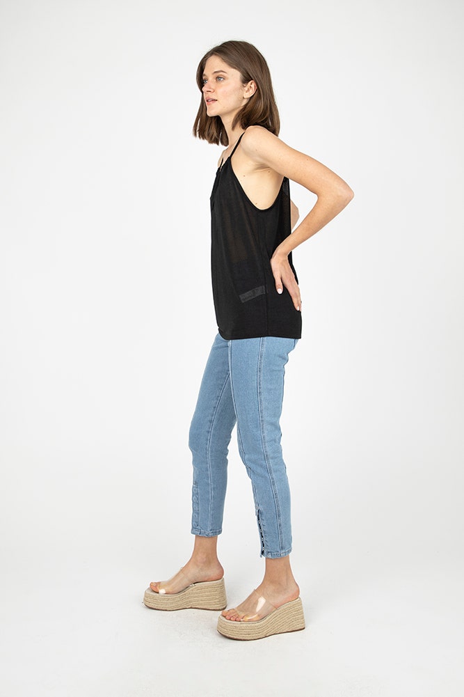 POLERA HALTER LOOK METALIZADO